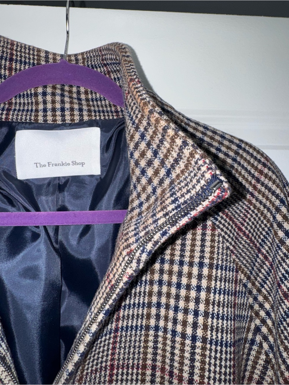 THE FRANKIE SHOP - BAXTER WOOL TRACK JACKET - BEIGE GLEN PLAID - Picture 12 of 15